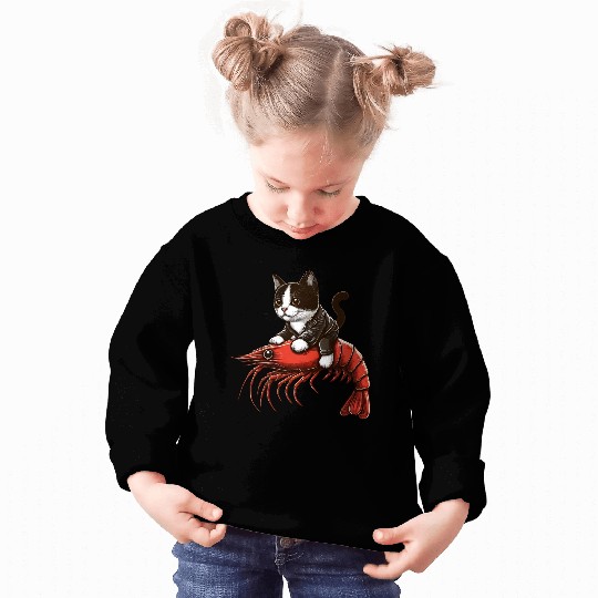 Cat rides shrimp Sweatshirts