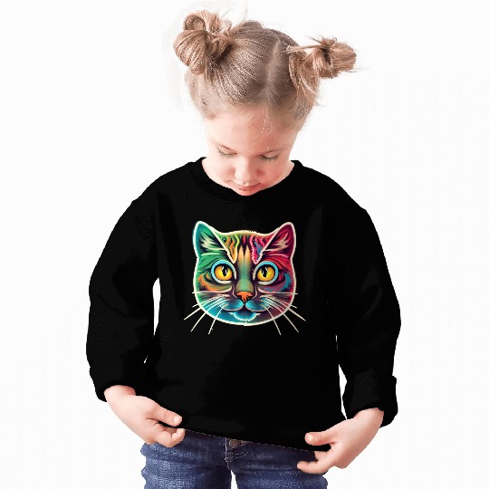 cat face neon design Sweatshirts