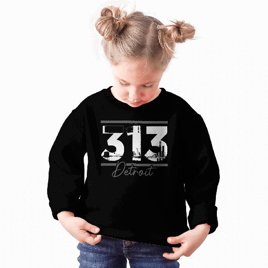Detroit 313 Area Code Skyline Michigan Sweatshirts