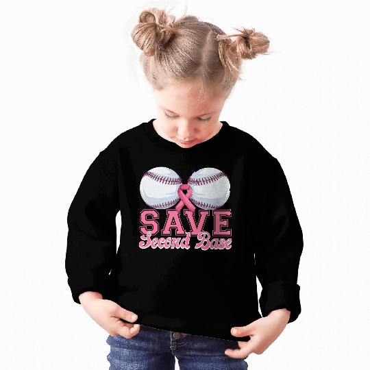 Save Second Softball Base Breast Cancer Awareness Sweatshirts
