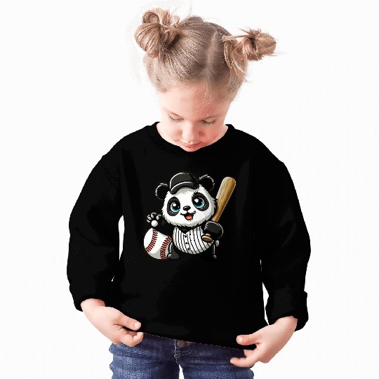 Panda Baseball Player in Action Sweatshirts