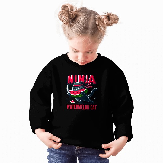 Ninja Cat Watermelon Swordplay Sweatshirts