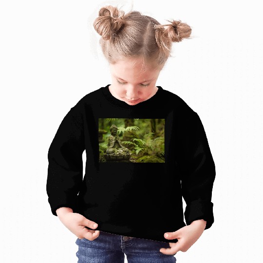 Zen Buddha Statue in Serene Forest Setting Sweatshirts