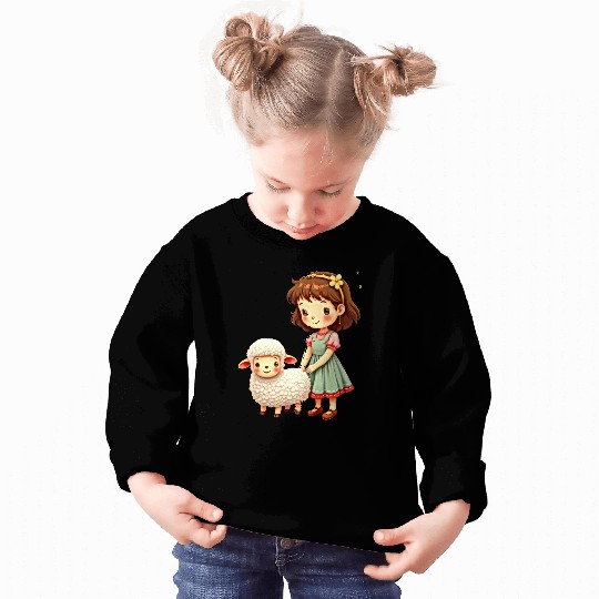 Girl with Cute Lamb Sweatshirts