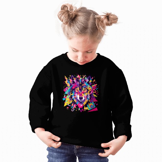 Majestic Pop Art Alpha Wolf - Vibrant Cool Sweatshirts