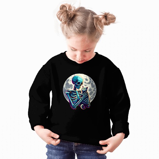 Skeleton Cute Cat Skull Kitty Halloween Sweatshirts