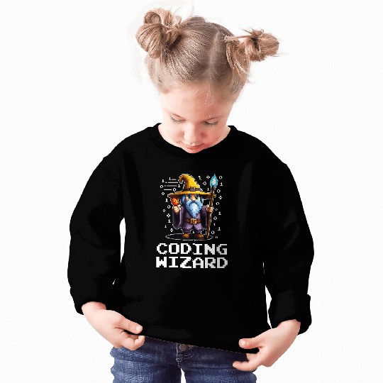 Funny Coding Wizard Pixel Fantasy Coder Magic Sweatshirts