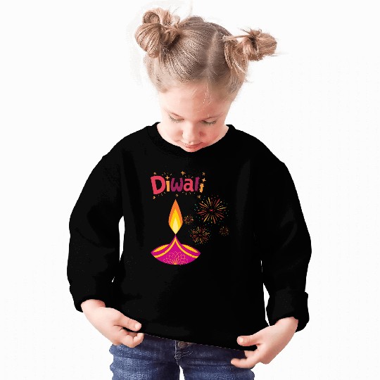 Diwali Design with Lamp & Festive Fireworks Sweatshirts