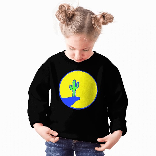 Cactus Moon Evening Mountain Cliff Night Round Sun Sweatshirts