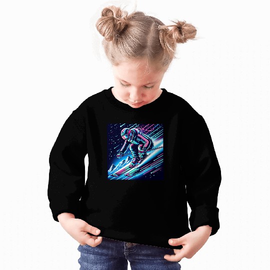 Neon Night Skiing Adventure Design Sweatshirts