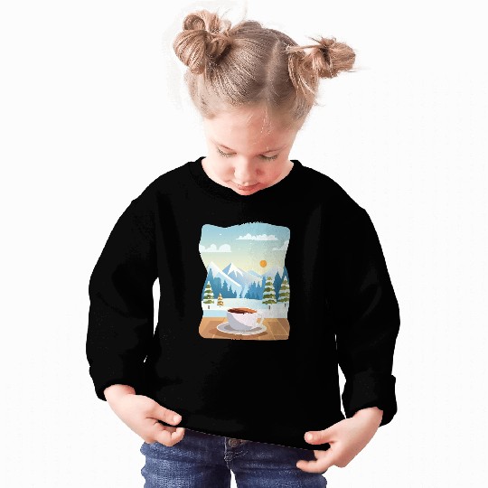 Coffee Cup and Winter Mountain View Sweatshirts