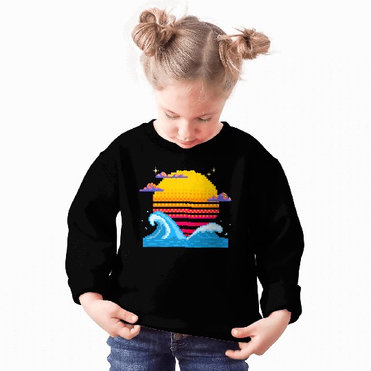 Pixel Sunset Horizon Sweatshirts