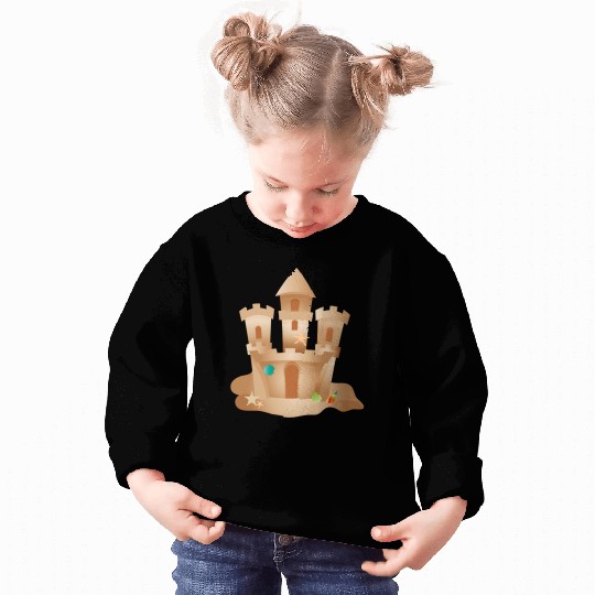 Sandcastle with Shells and Starfish on the Beach Sweatshirts