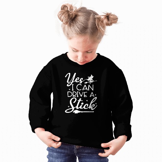 Whimsical Witch Riding Stick Figure Design Sweatshirts