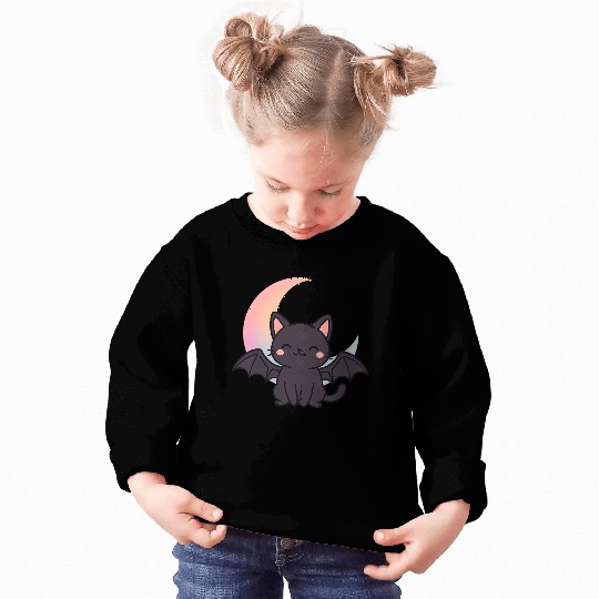 Cute Bat and Moon Illustration Sweatshirts