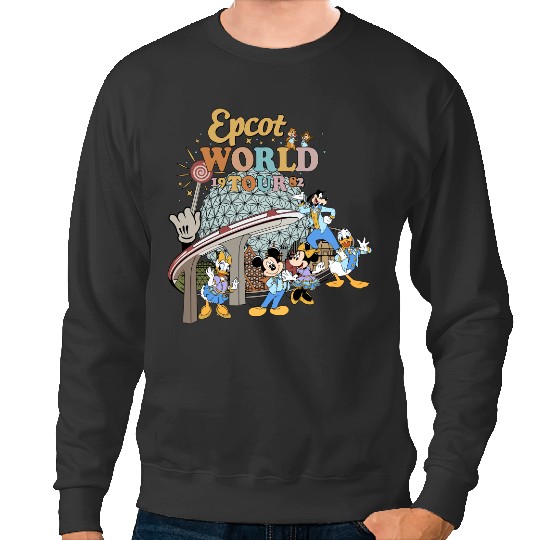Disney Epcot World Tour Sweatshirts, Retro Disney Epcot Sweatshirts, Mickey And Friends Mickey