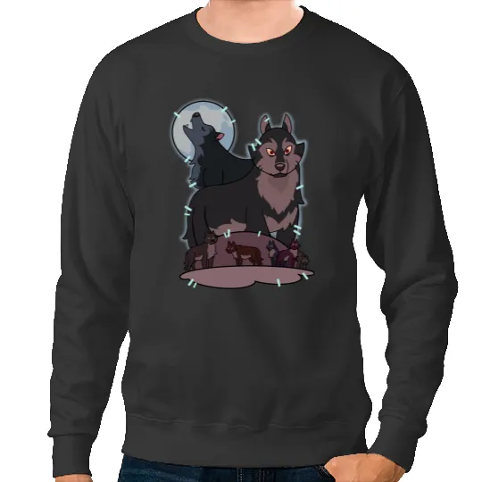The Owl House Wolf Moonlight  Sweatshirts, Hunter's Mystical Wolf Owl House Sweatshirts, Hexside School Of Magic And Demonics, Disney Owl