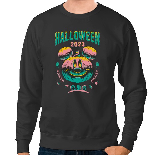 Mickey Pumpkin Wicked Happy Halloween Sweatshirts, Halloween Sweatshirts, Disney Sweatshirts, Spooky Sweatshirts