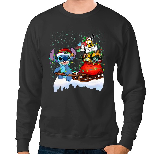 Discover Retro Stitch Pluto Christmas Sweatshirts, Stitch Santa Sweatshirts, Stitch Christmas Sweatshirts, Disney Xmas Holiday Sweatshirts, Christmas Lights