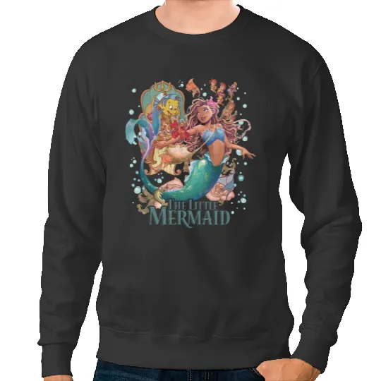 Retro Little Mermaid Sweatshirts  Black Little Mermaid Sweatshirts | Disney Sweatshirts