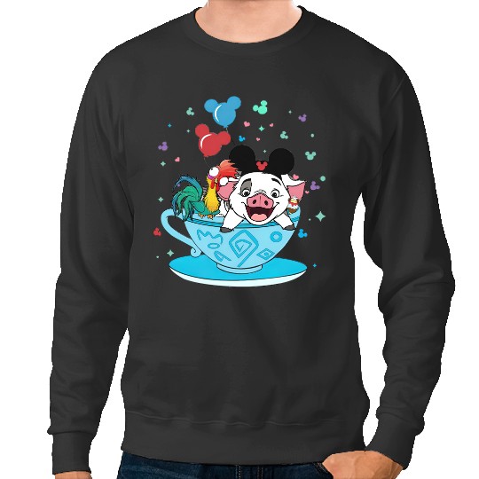 Moana Sweatshirts Pua and Hei Hei, Disney Teacup Sweatshirts, Disney Matching Sweatshirts