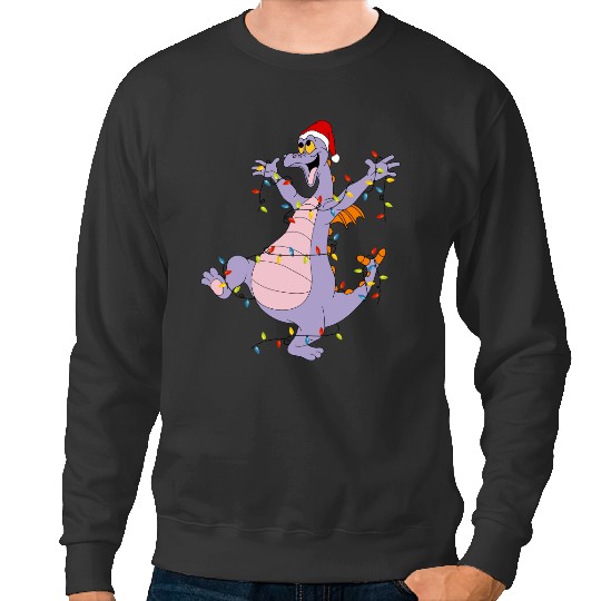 Disney Figment Christmas Lights Sweatshirts, Figment Merry Christmas Sweatshirts, Purple Dragon Epcot Disneyland Christmas Matching Family Sweatshirts