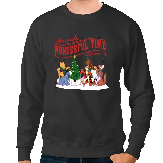 Retro Winnie Pooh And Friends Disney Christmas Sweatshirts | Winnie The Pooh Christmas Sweatshirts | Merry Christmas Party 2023 Sweatshirts | Disneyland