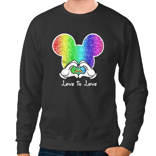 Mickey Mouse Love Is Love Sweatshirts, Lgbt Disney Sweatshirts, Gay Lesbian Sweatshirts
