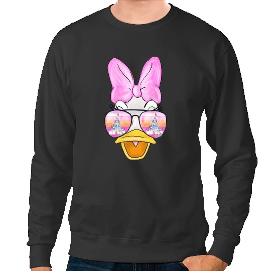 Daisy Duck Watercolor Castle Aviator Sweatshirts| Disney Sweatshirts