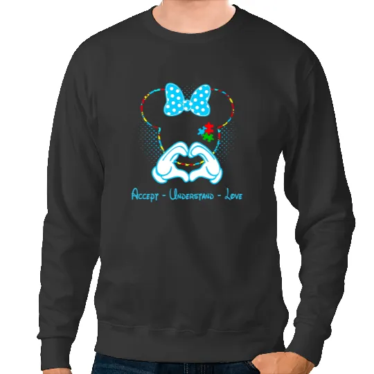 Discover Accept Understand Love Autism Minnie Mouse Sweatshirts, Disney Autism Mom Sweatshirts