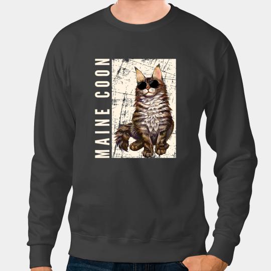Cat Paws lovers holders apparel Maine coon with sun glasses Sweatshirts