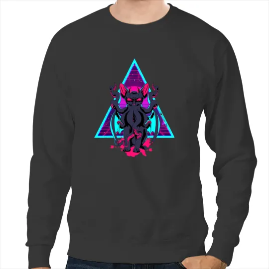 Cat Paws Vaporwave Cathulhu Demon Cat Octopuss Tentacle Cthulhu Horror Sweatshirts