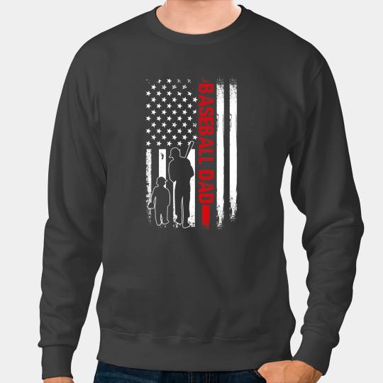 Baseball Gift vintages Baseball Dad Lovers American Flag Fathers Day Sweatshirts