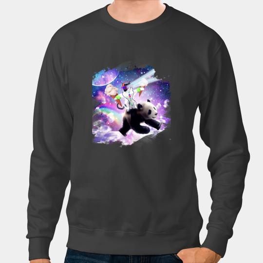 Cat Paws Razor Rave Space Cat Riding Panda and Ice Cream Sweatshirts