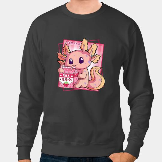 Axolotls Animals Kawaii Strawberry Milk Axolotls Lover Outfit Axo Sweatshirts