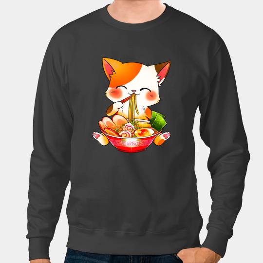 Cat Paws Ramen Cat Neko Anime Kawaii Japanese Merch Gifts Women Girls Sweatshirts