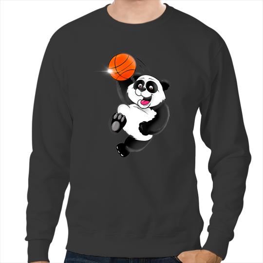 Basketball Gift Pandas Basketball Panda Slam Dunk Funny Kids Adults Sports Sweatshirts