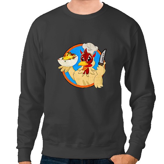 Chicken Poultry Deviled Eggs Devil Chicken Funny Holiday Food Cooking Sweatshirts