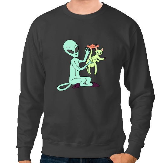 Cat Paws Alien Petting A Cat For Cat Mom Dad Pet Lovers Costume 21 Sweatshirts