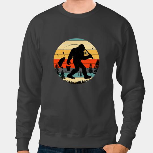 Bigfoot Fishing Yeti Sasquatch Fishermen Retro vintages Sweatshirts