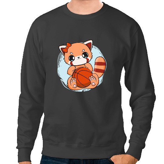 Basketball Gift Pandas Red Panda With Basketball Streetball Team Sport Dunk Sweatshirts