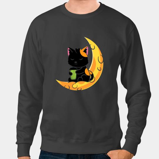 black cats Paws Boba Tea Bubble Tea Japanese Cat Neko Kawaii Moon Sweatshirts