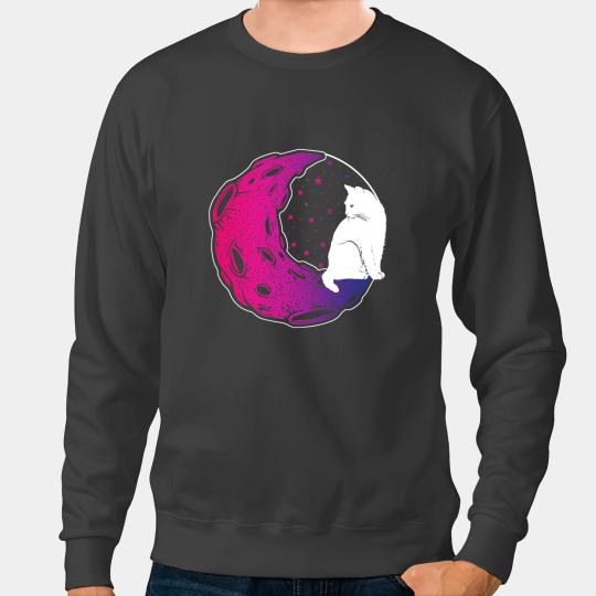 black cats Paws LGBT Pride Bisexual Pride Bi Pride LGBT Moon Space Cat Sweatshirts