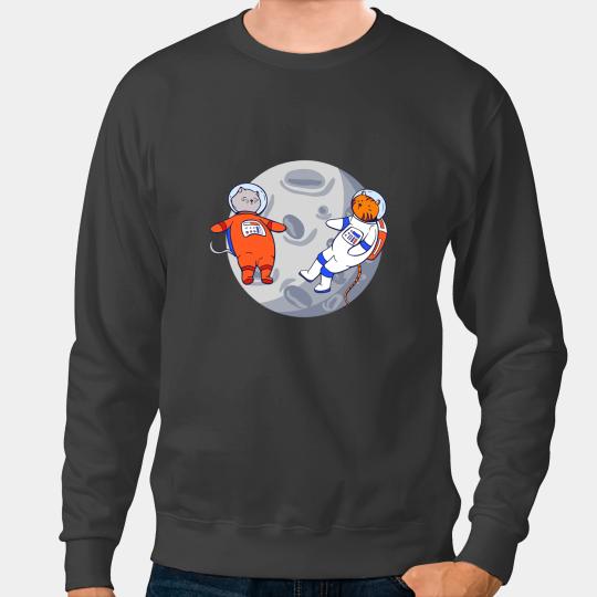 Cat Paws And Funny Two Cats Astronauts On Moon Sweatshirts