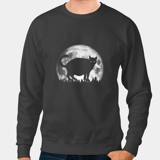 black cats Paws Catty Fatty Funny vintages Full Moon Fat Chonk Night Scene Sweatshirts