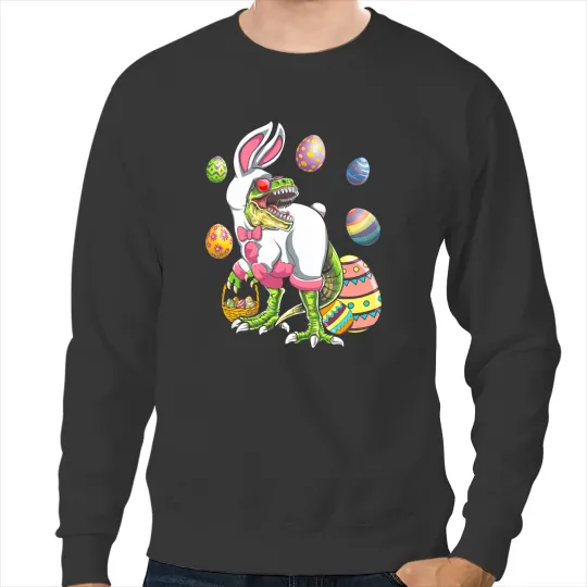 Dinosaur Dino Christian Easter Bunny Rabbit Costume Trex Dinosaur Egg Christian Sweatshirts