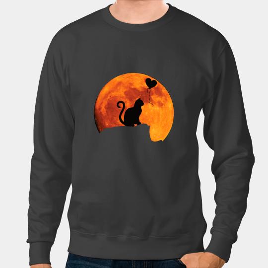 black cats Paws Silhouette in Full Moon. Red Moon Cats Mom And Cat Dad Sweatshirts