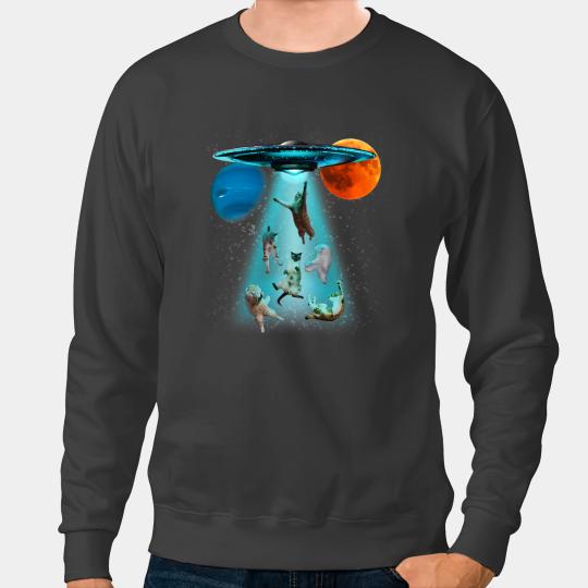 Cat Paws Space Cat UFO Alien Flying Cats Galaxy Planet Graphic Sweatshirts