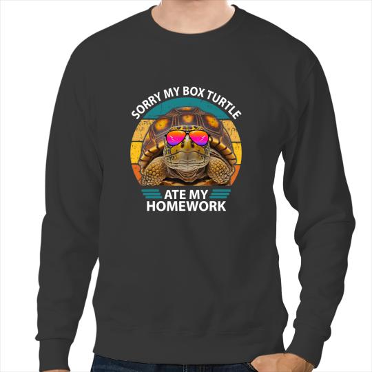 KV9 Turtle Funny Box Turtle Lover sarcastic quotes Ate My Homework Kids Sweatshirts