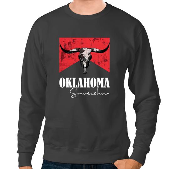 Cattle Cow Boho Bull Skull Cow Oklahoma Smokeshow Western Country Sweatshirts